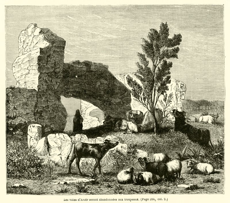 Města Aroer budou přenechána stádům (rytina) od French School