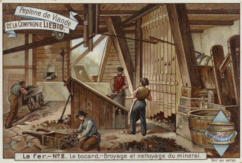 Liebigova karta představující železářský průmysl od French School