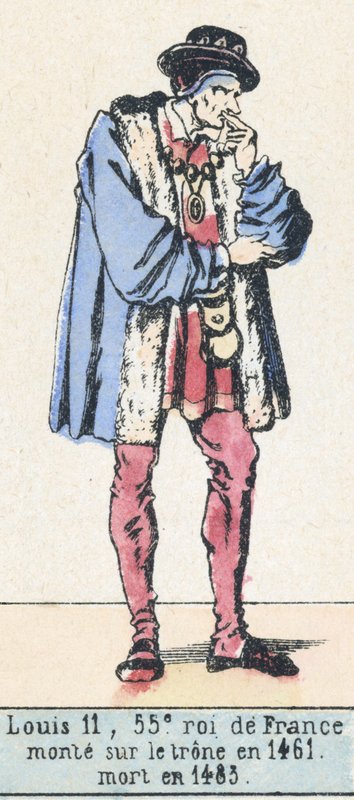 Ludvík 11, 55. král Francie, nastoupil na trůn roku 1461, zemřel roku 1483 (barevná rytina) od French School