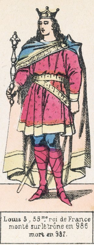 Louis 5, 35. král Francie, nastoupil na trůn v roce 986, zemřel v roce 987 (barevná rytina) od French School