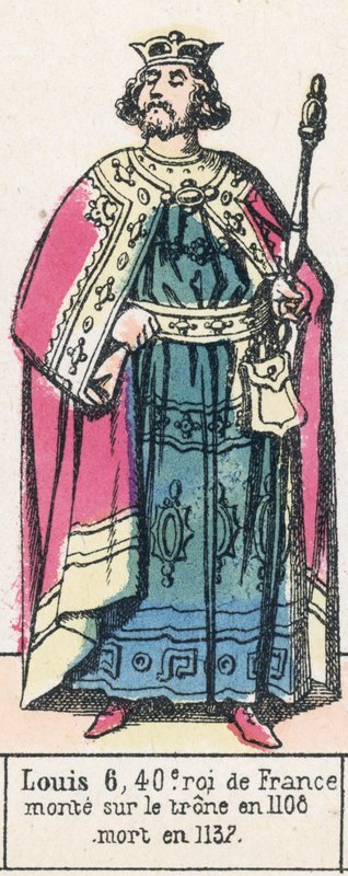 Louis 6, 40. král Francie, nastoupil na trůn v roce 1108, zemřel v roce 1137 (barevná rytina) od French School