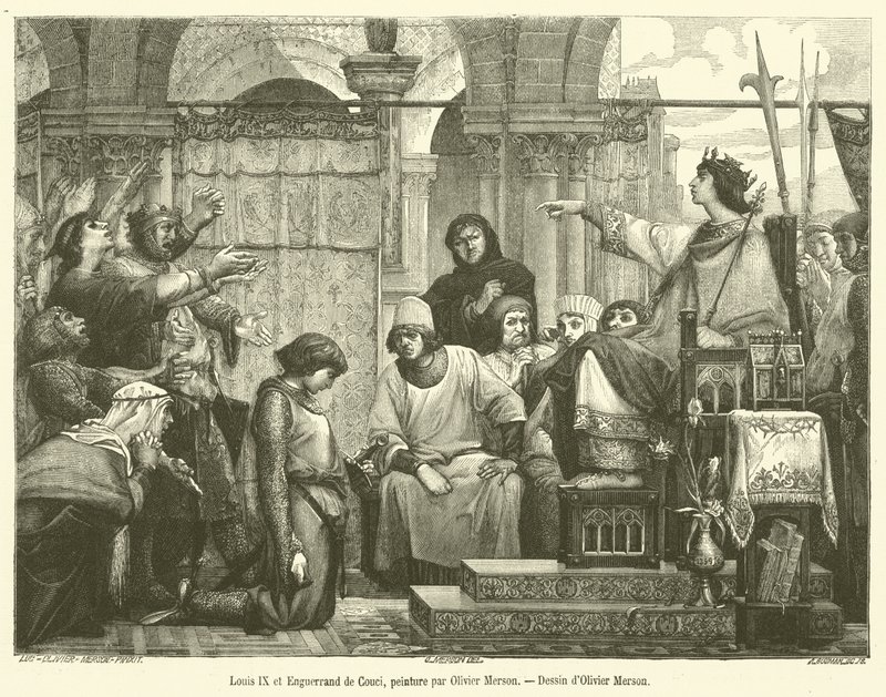 Louis IX a Enguerrand de Couci (rytina) od French School
