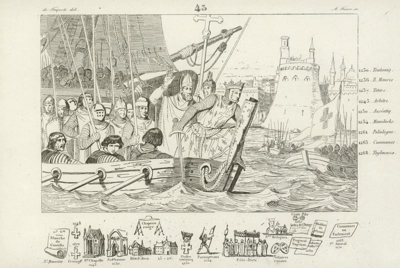 Ludvík IX. Francouzský vedl útok na Damiettu v Egyptě, 7. křížová výprava, 1249 od French School