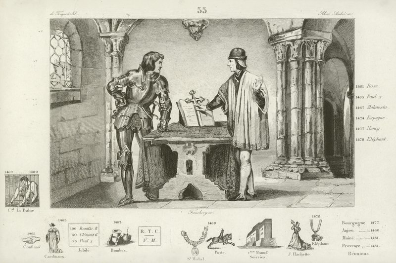 Ludvík XI. Francouzský držen v zajetí Karlem Smělým Burgundským v Peronne, 1468 od French School