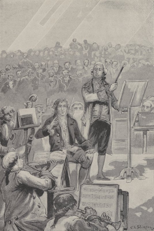 Ludwig van Beethoven diriguje orchestr navzdory své hluchotě (rytina) od French School