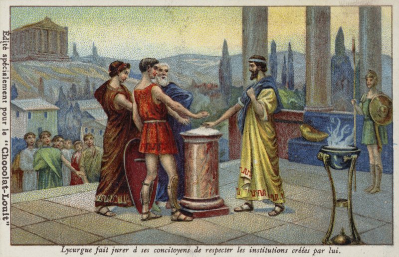 Lykúrgos ze Sparty přiměl své spoluobčany přísahat, že budou respektovat instituce jím zřízené od French School