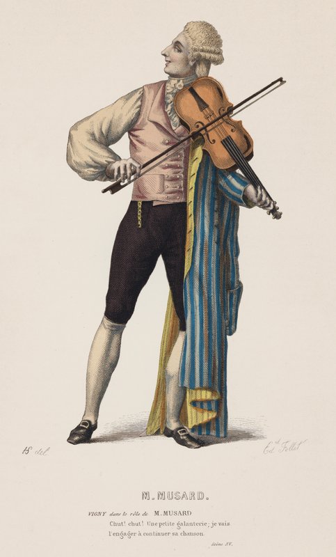 M Musard, scéna XV (barevná rytina) od French School
