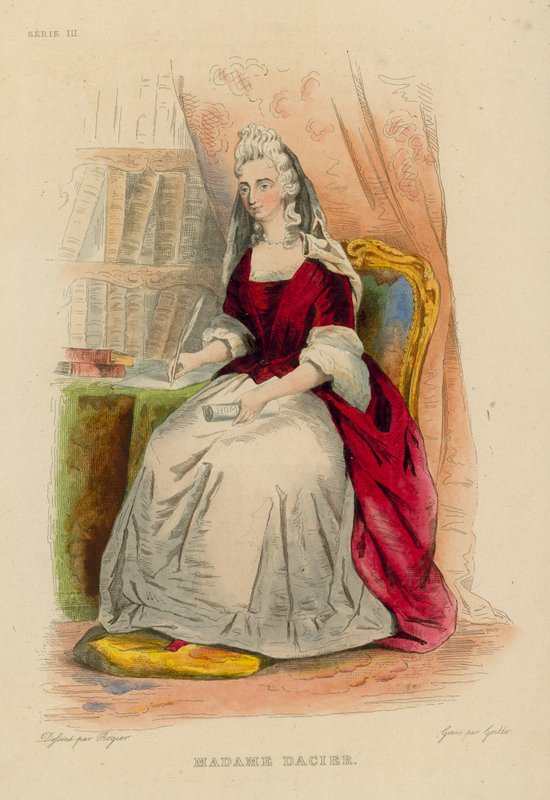Madame Dacier (barevná rytina) od French School