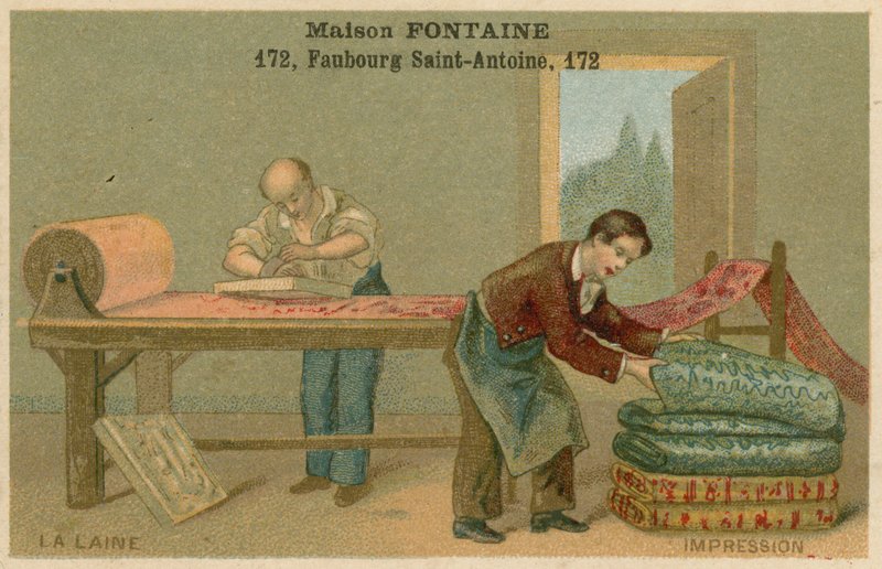 Vizitka Maison Fontaine, tisk vlny od French School
