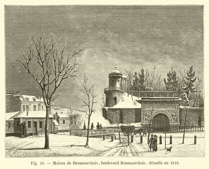 Maison de Beaumarchais, bulvár Beaumarchais, zničen v roce 1818 od French School