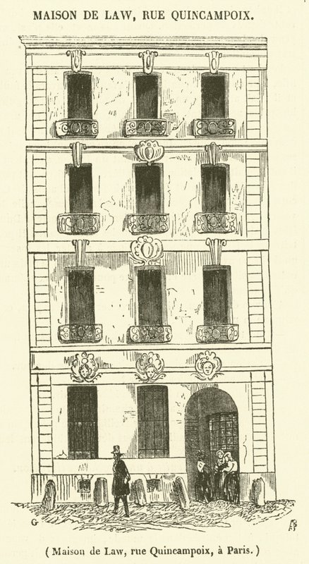 House of Law, rue Quincampoix, v Paříži (rytina) od French School