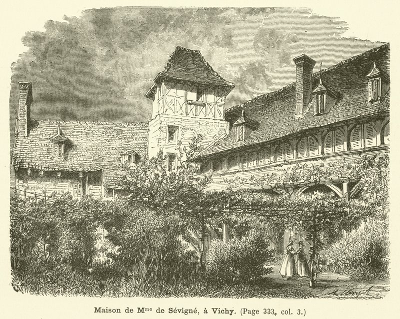 Dům Madame de Sevigne, ve Vichy (rytina) od French School