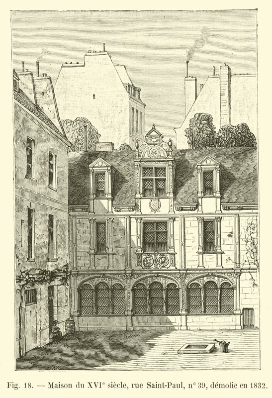 Dům ze 16. století, rue Saint-Paul, č. 39, zbořen v roce 1832 od French School