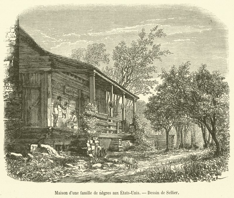 Dům černošské rodiny ve Spojených státech (rytina) od French School