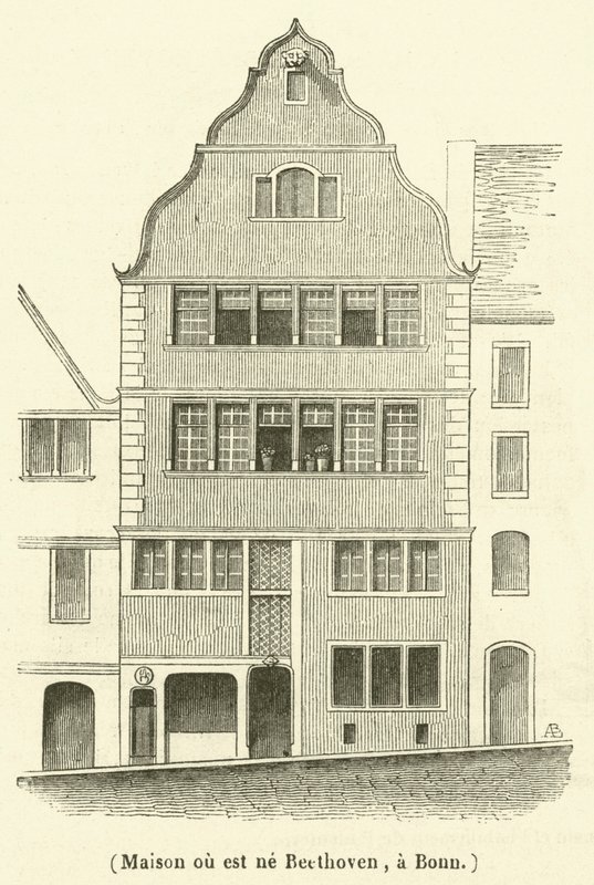 Maison ou est ne Beethoven, a Bonn (rytina) od French School