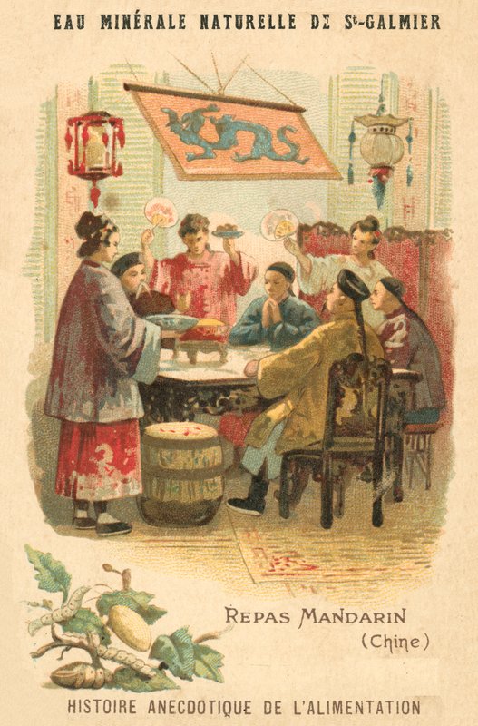 Mandarinková moučka, Čína (chromolitho) od French School