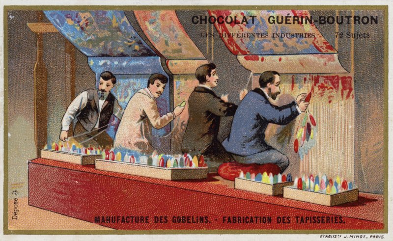 Výroba tapisérií v Gobelins Manufactory (chromolitho) od French School