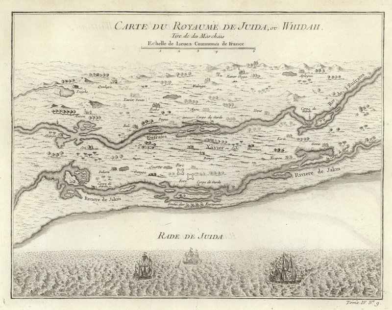 Mapa království Juida, nebo Whidah od French School