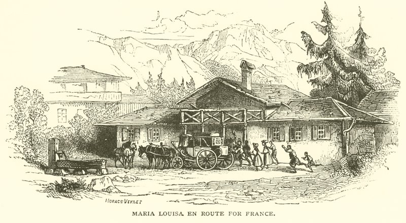 Maria Louisa na cestě do Francie (rytina) od French School