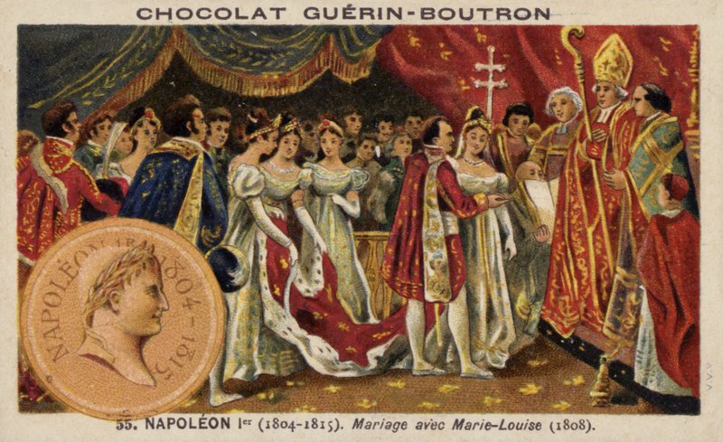 Manželství Napoleona a Marie Louise Rakouské (chromolitho) od French School