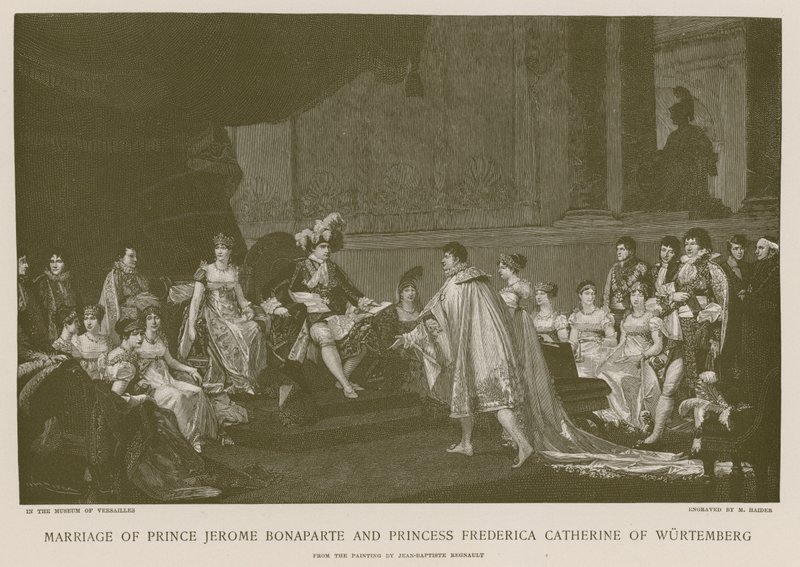 Sňatek prince Jeronýma Bonaparta a princezny Frederiky Kateřiny Würtemberské od French School