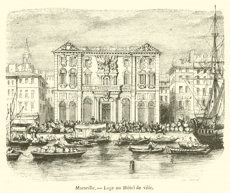Marseille, radnice (rytina) od French School