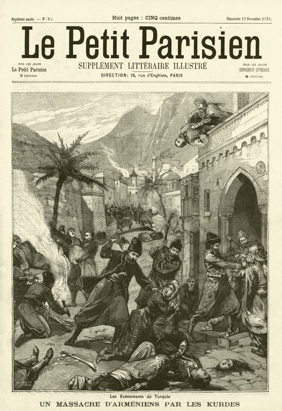 Masakr Arménů Kurdy v Turecku (rytina) od French School