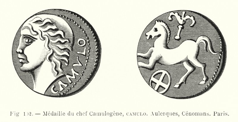 Medaile náčelníka Camulogene, Camulo, Aulerques, Cenomans, Paris (rytina) od French School