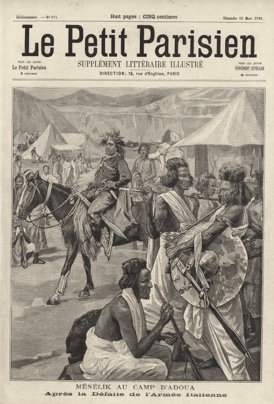Menelik II, císař Etiopie, v táboře Adwa po porážce italské armády v první italsko-etiopské válce od French School