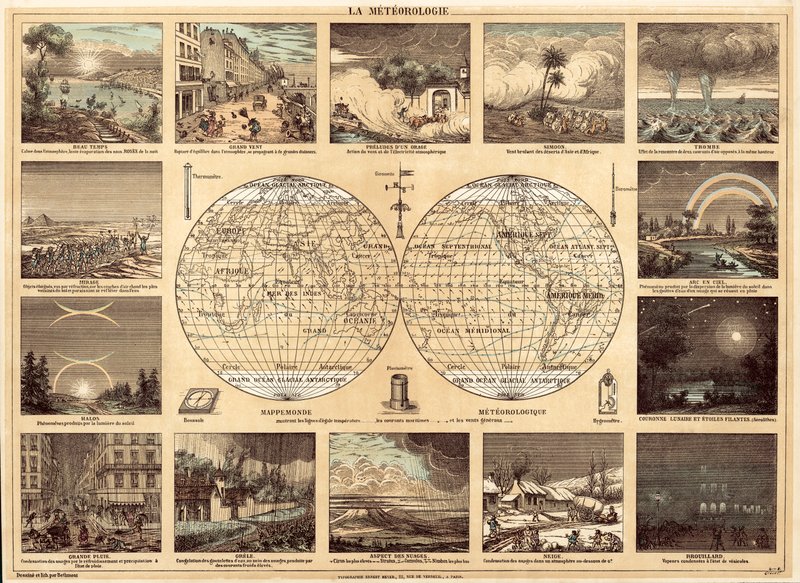 Meteorologie (barevná litografie) od French School