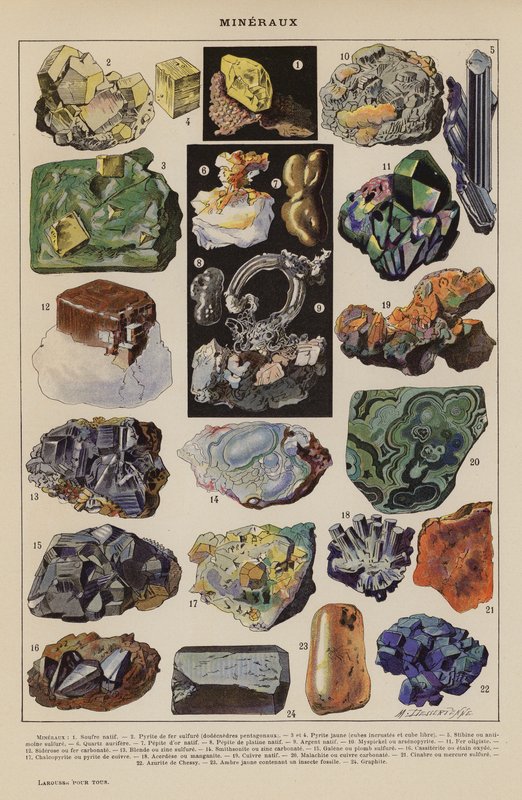 Minerály (barevná litografie) od French School