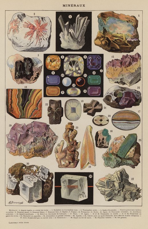 Minerály (barevná litografie) od French School