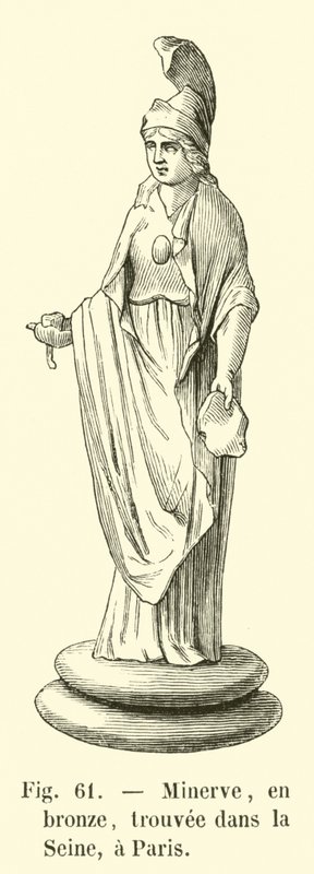 Minerve, bronz, nalezeno v Seině, Paříž (rytina) od French School