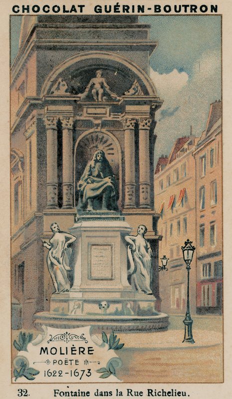 Moliere, básník, 1622-1673, fontána v Rue Richelieu od French School
