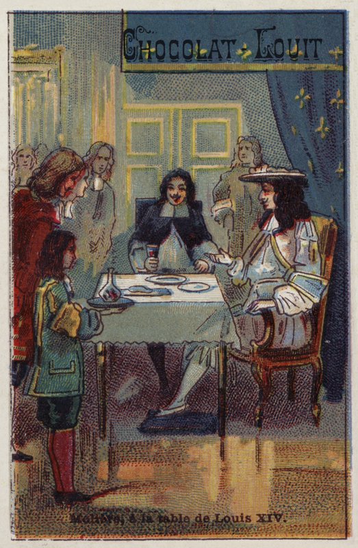 Moliere u stolu Ludvíka XIV od French School