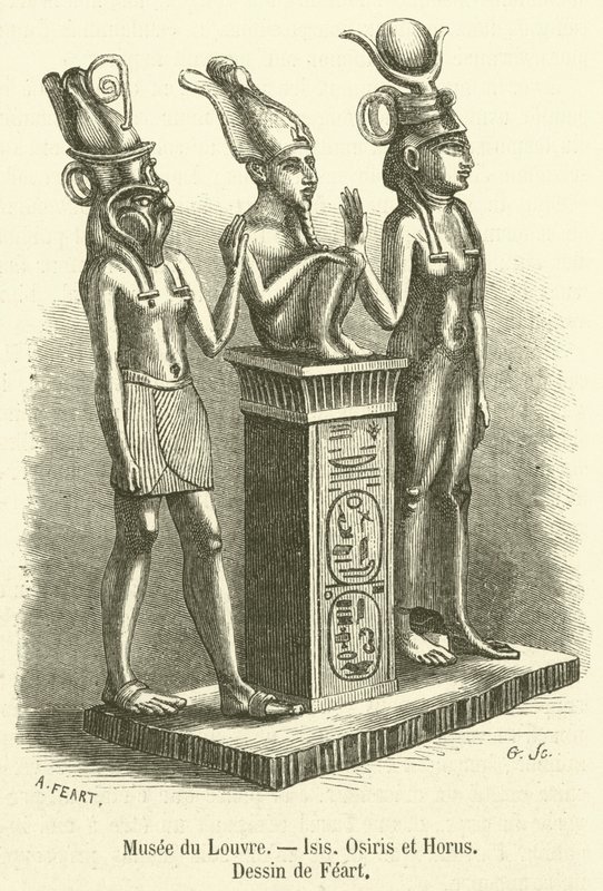 Muzeum Louvre, Isis, Osiris a Horus (rytina) od French School