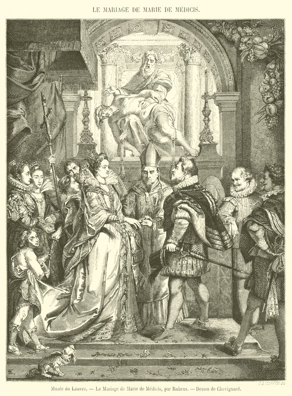 Muzeum Louvre, svatba Marie de Medici (rytina) od French School