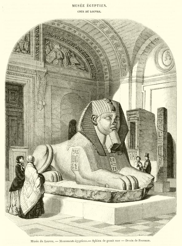 Muzeum Louvre, Egyptské památky, Sfinga z růžové žuly (rytina) od French School