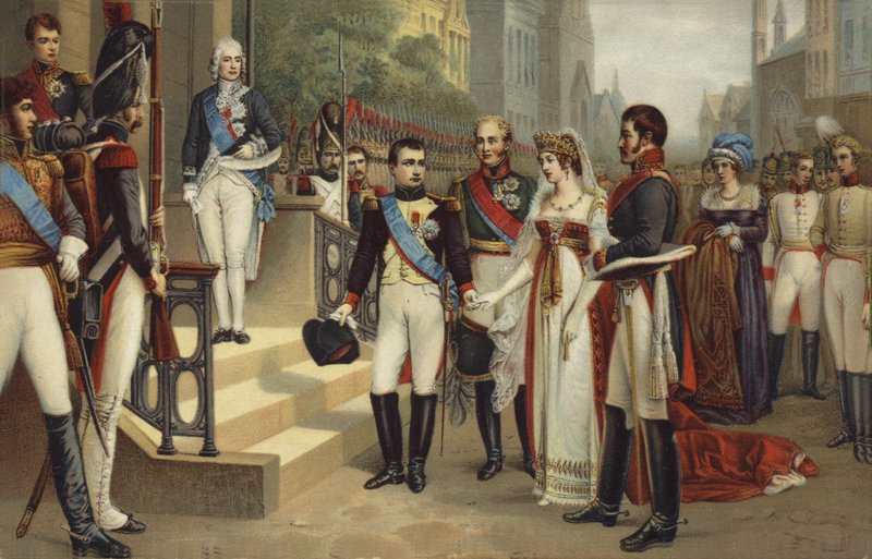 Napoleon I. a královna Pruska (barevná litografie) od French School