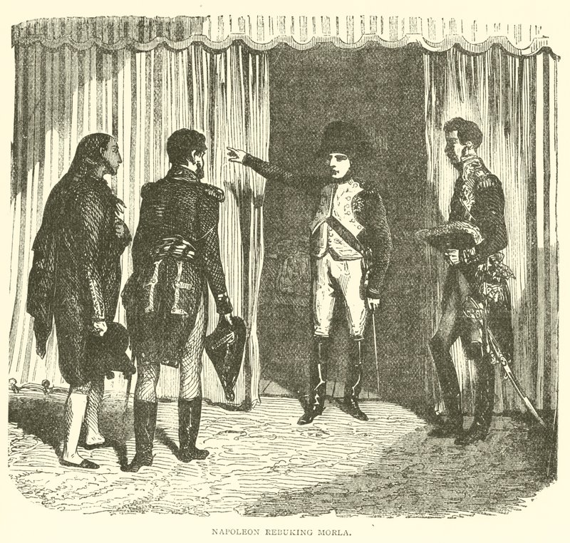 Napoleon Rebuking Morla (rytina) od French School