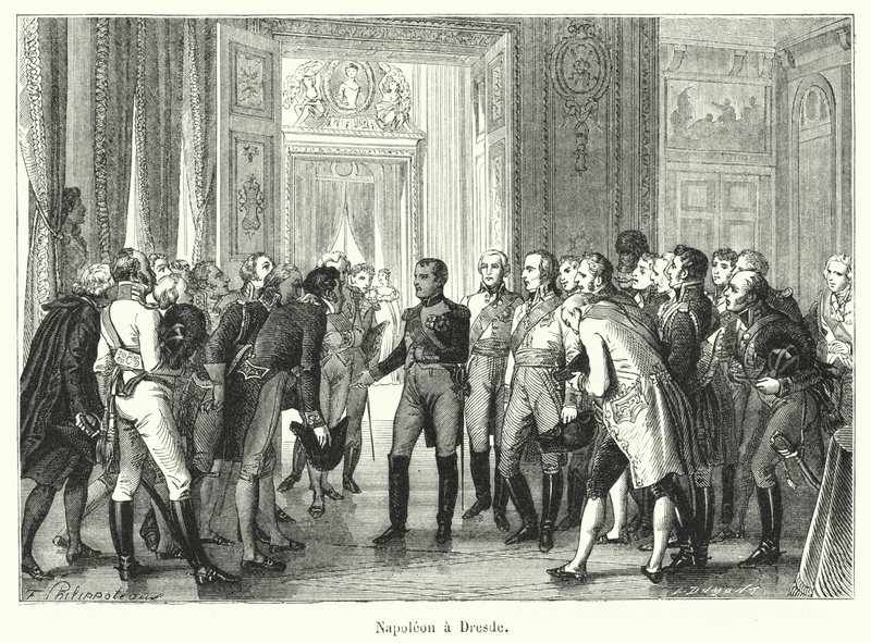 Napoleon a Dresde (rytina) od French School