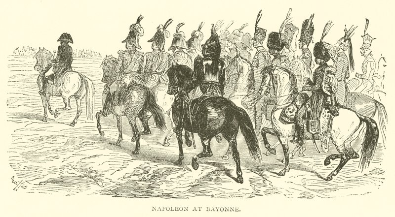 Napoleon v Bayonne (rytina) od French School