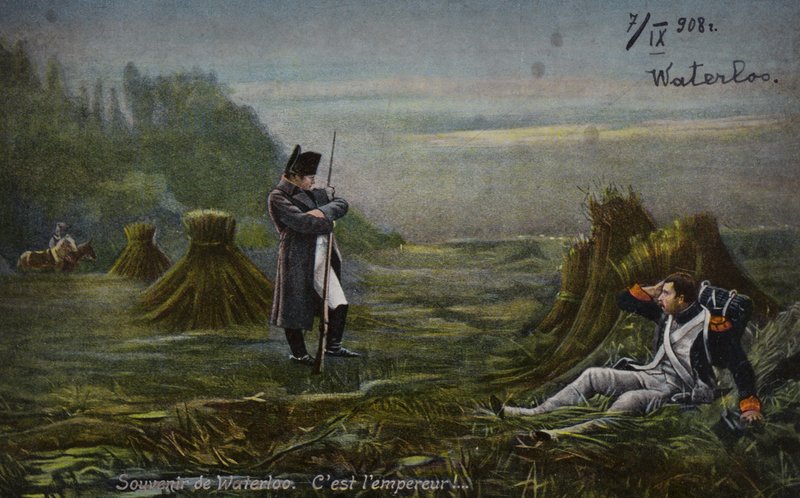 Napoleon u Waterloo (barevná litografie) od French School