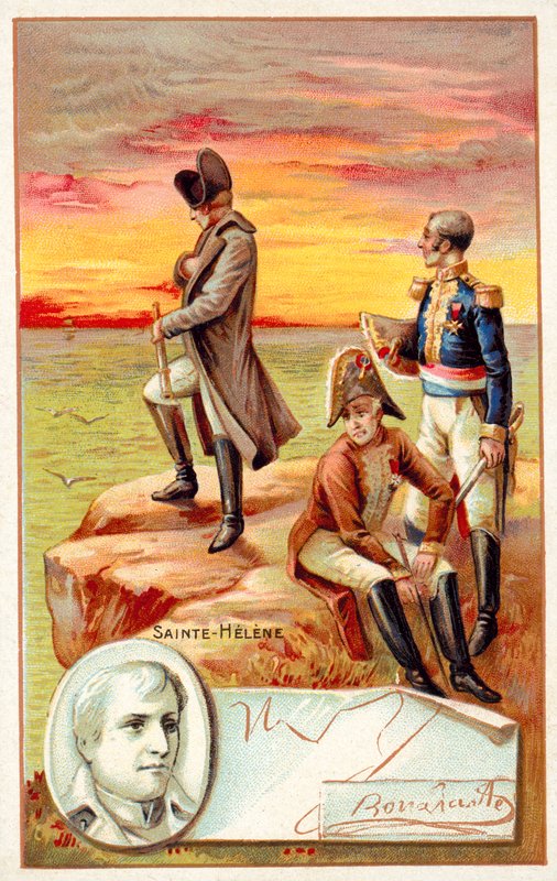 Napoleon v exilu na Svaté Heleně (chromolitho) od French School