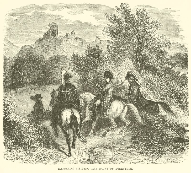 Napoleon na návštěvě ruin Dierstein (rytina) od French School