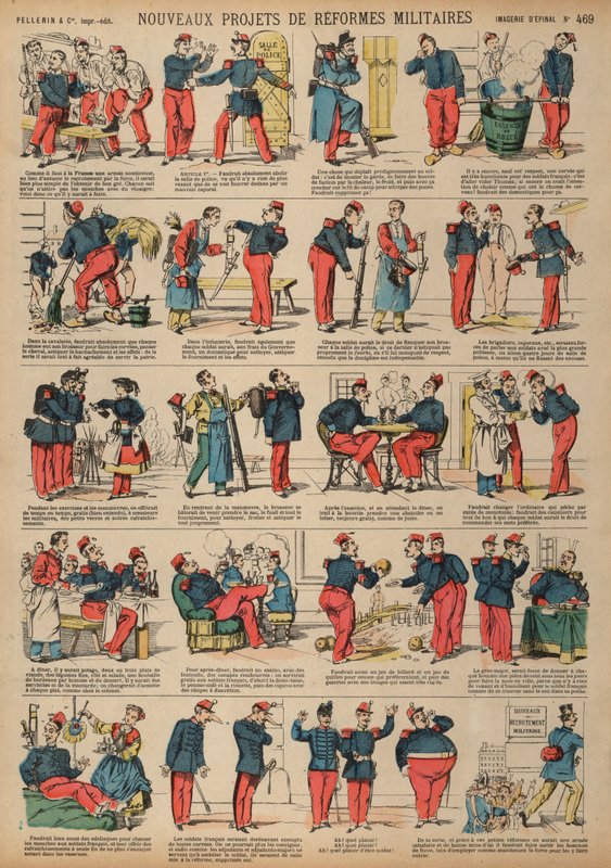 Nové reformní projekty ve francouzské armádě (barevná rytina) od French School