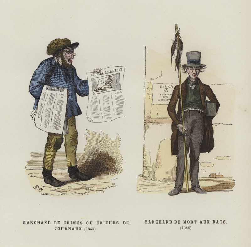 Prodavač novin a krysař, 1845 od French School