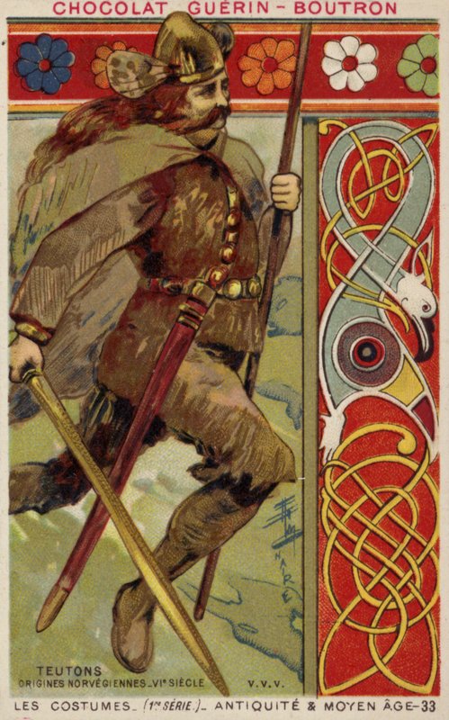 Norský vikingský kostým, 6. století od French School