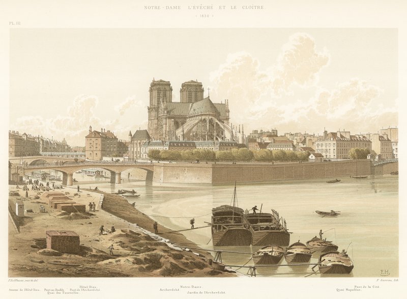 Notre-Dame lEveche a klášter, 1830 od French School
