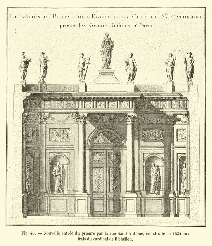 Nový vchod do převorky od rue Saint-Antoine, postavený v roce 1634 na náklady kardinála de Richelieu od French School
